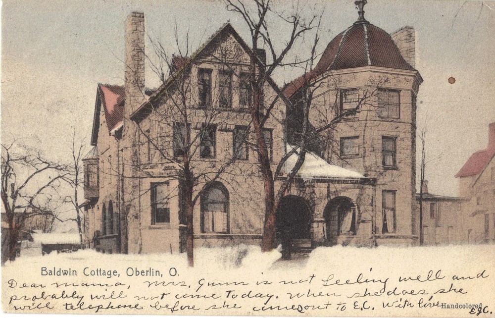 Oberlin OH Baldwin College 1907 UDB HAND COLORED Postcard EXCL
