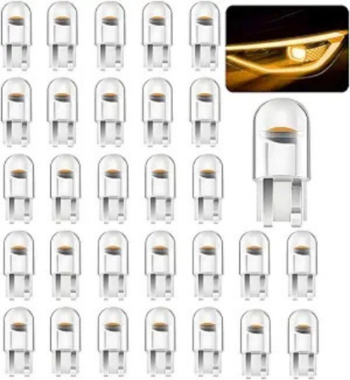 30PCS Car LED Light Bulbs, T10 0.36W 12V T10 Error Free Vehicle  Color: Yellow