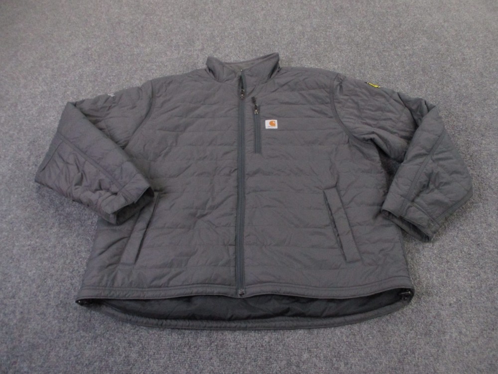 Carhartt Mens 2XL Gray Lightweight Puffer Jacket for Work and Outdoor Wear