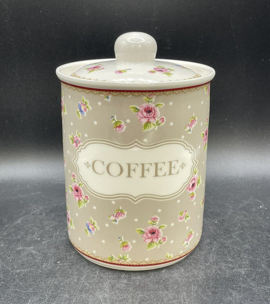 Canister Grace's Teaware Finecasa Ceramic Coffee  With Lid Pink Floral Design