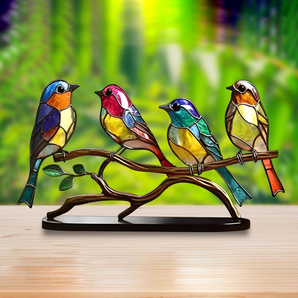 Acrylic Window Stained Panel Figurine,Acrylic Flat Bird Desktop Statue Decor