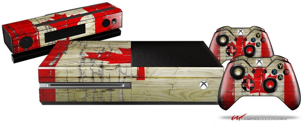 Skin for XBOX One Console Controller Painted Cracked Canadian Canada Flag