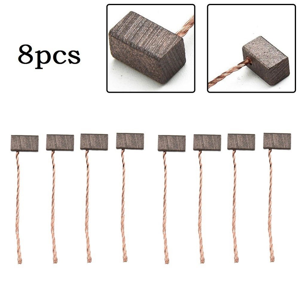 8-Piece 6x6x10mm Carbon Brush Set for Blower Fan Wiper Motors  