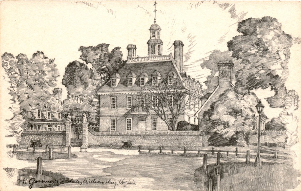 Colonial Virginia Governor's Palace Crown Postcard Williamsburg