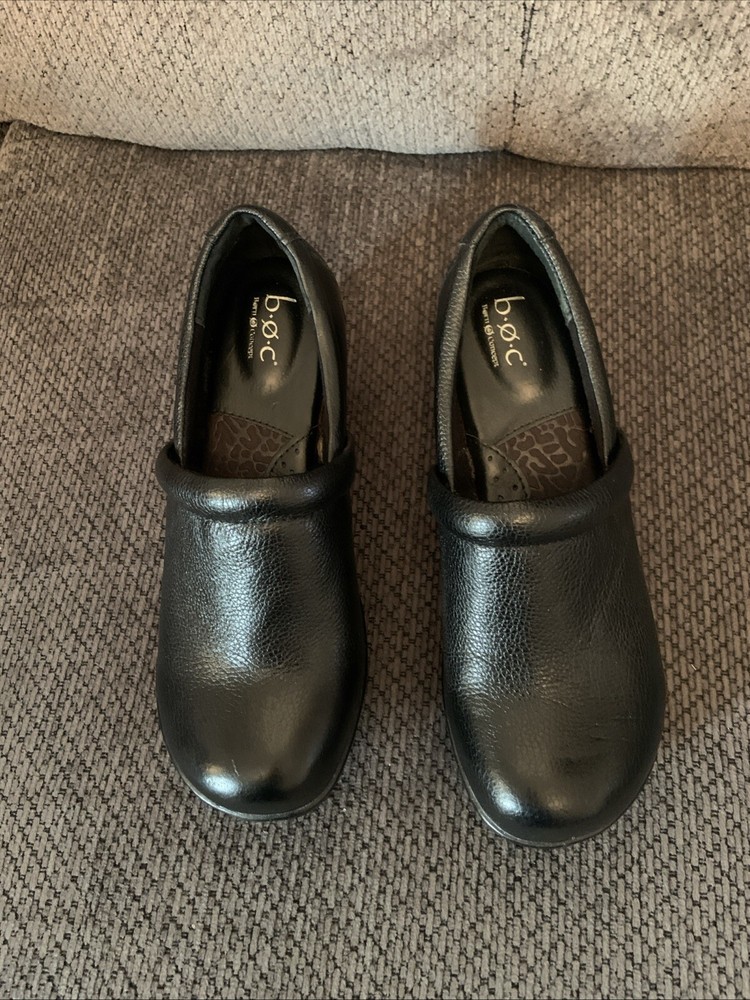 BOC Born Concept Black Leather Upper Clogs Size 8 Women’s