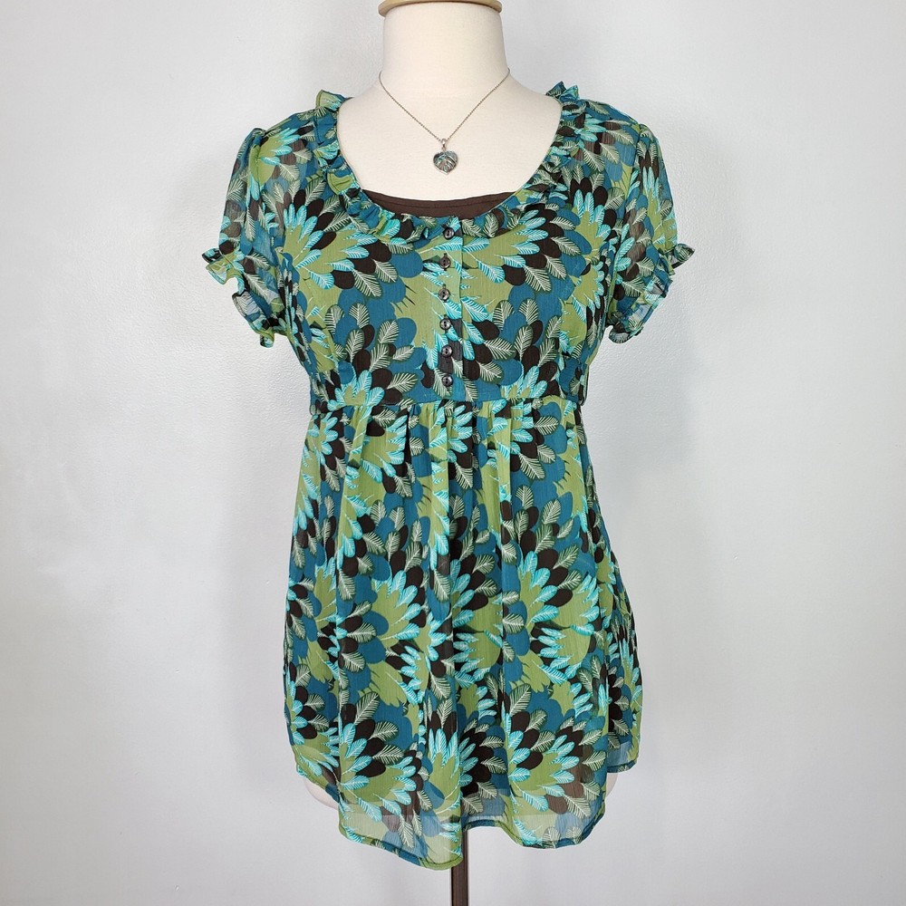 Duo Maternity Short Sleeve Chiffon Tie Back Top Size M 2-Piece Set