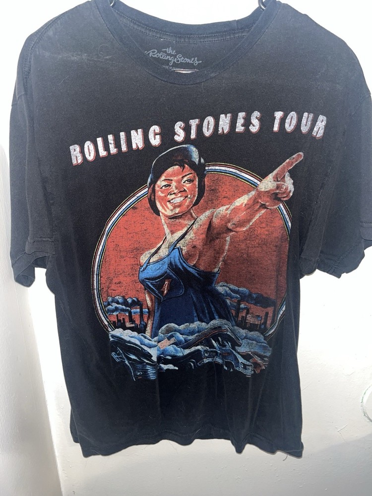 The Rolling Stones Men's Black Graphic Print Crew Neck Short Sleeve T-Shirt L
