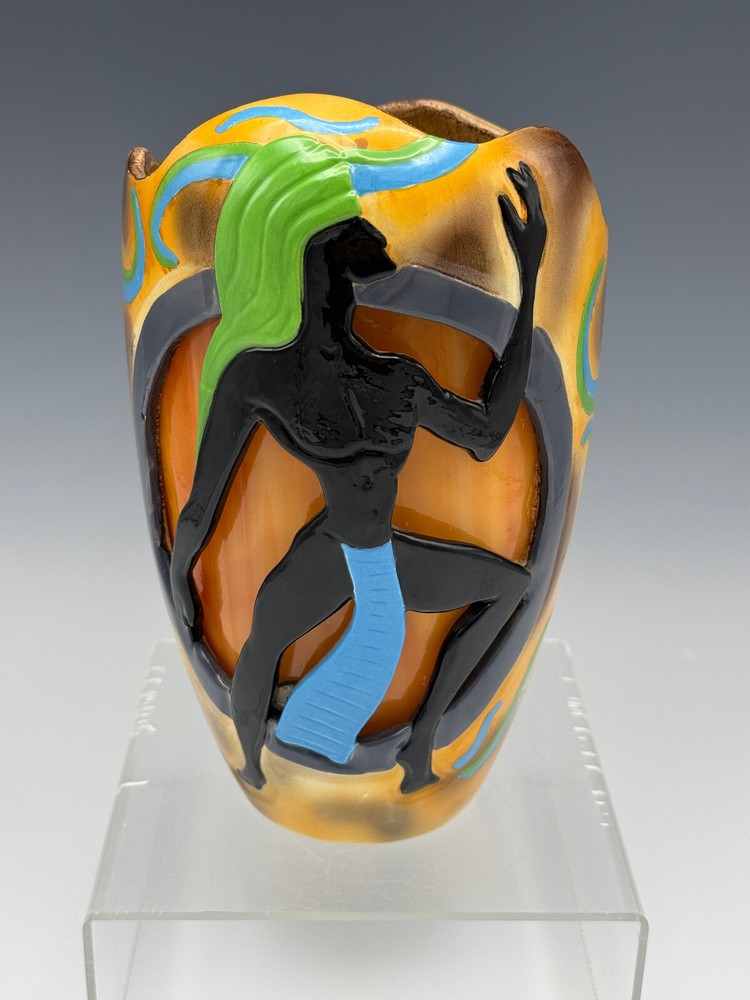 Handcrafted Arcadia Studio Arts Warrior Vase 8.5 Inch Signed Pottery