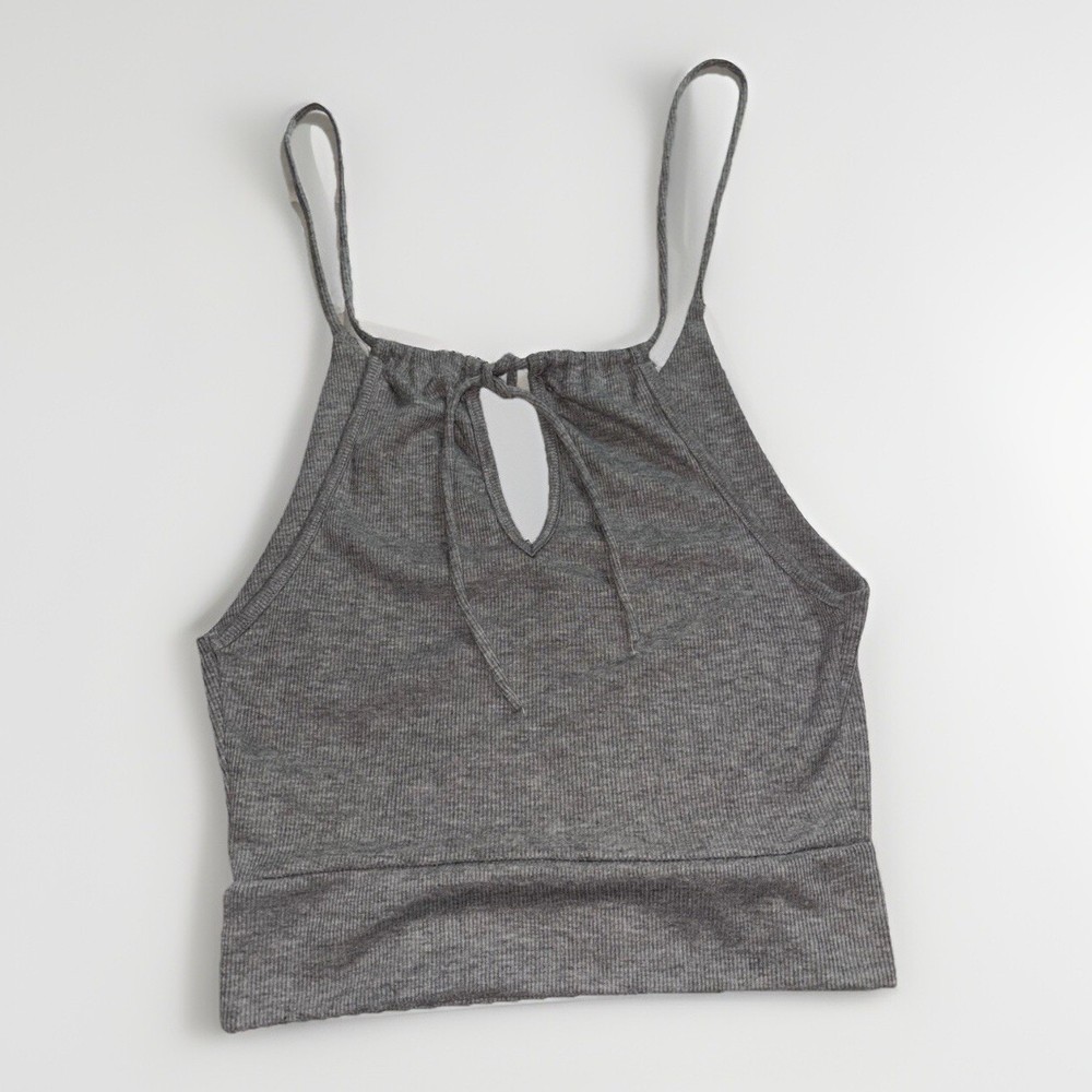 Kimchi Blue Women’s Grey Spaghetti Strap Crop Tank Top Size Small