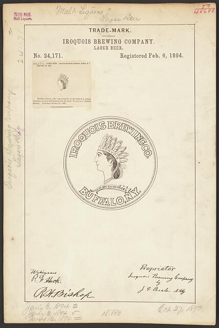 Iroquois Brewing Company for Head of a native american logo brand Lager Beer