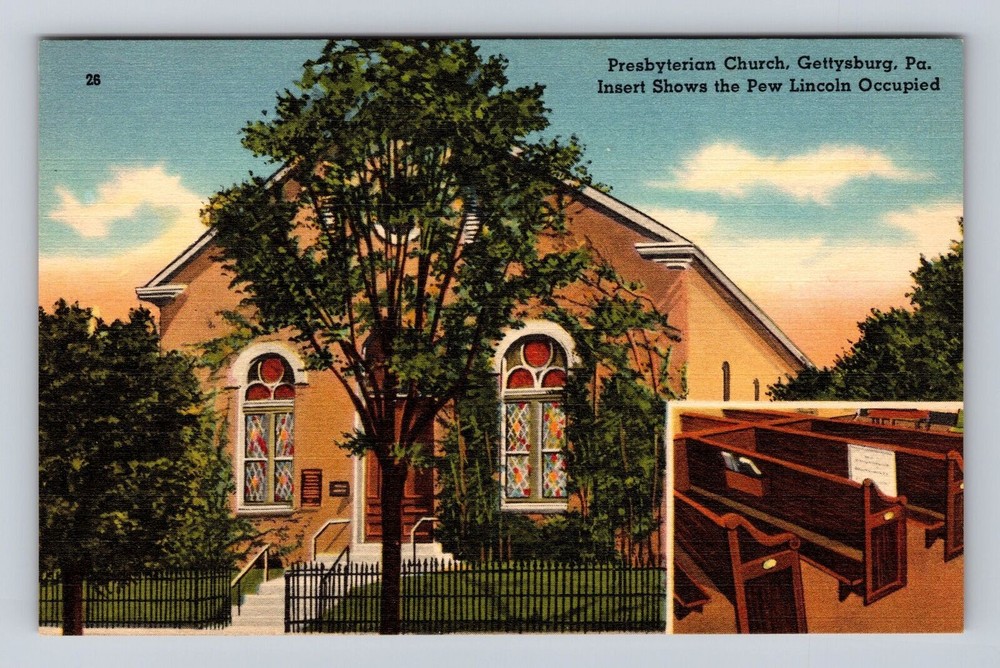 Gettysburg PA-Pennsylvania, Presbyterian Church, Religion, Vintage Postcard