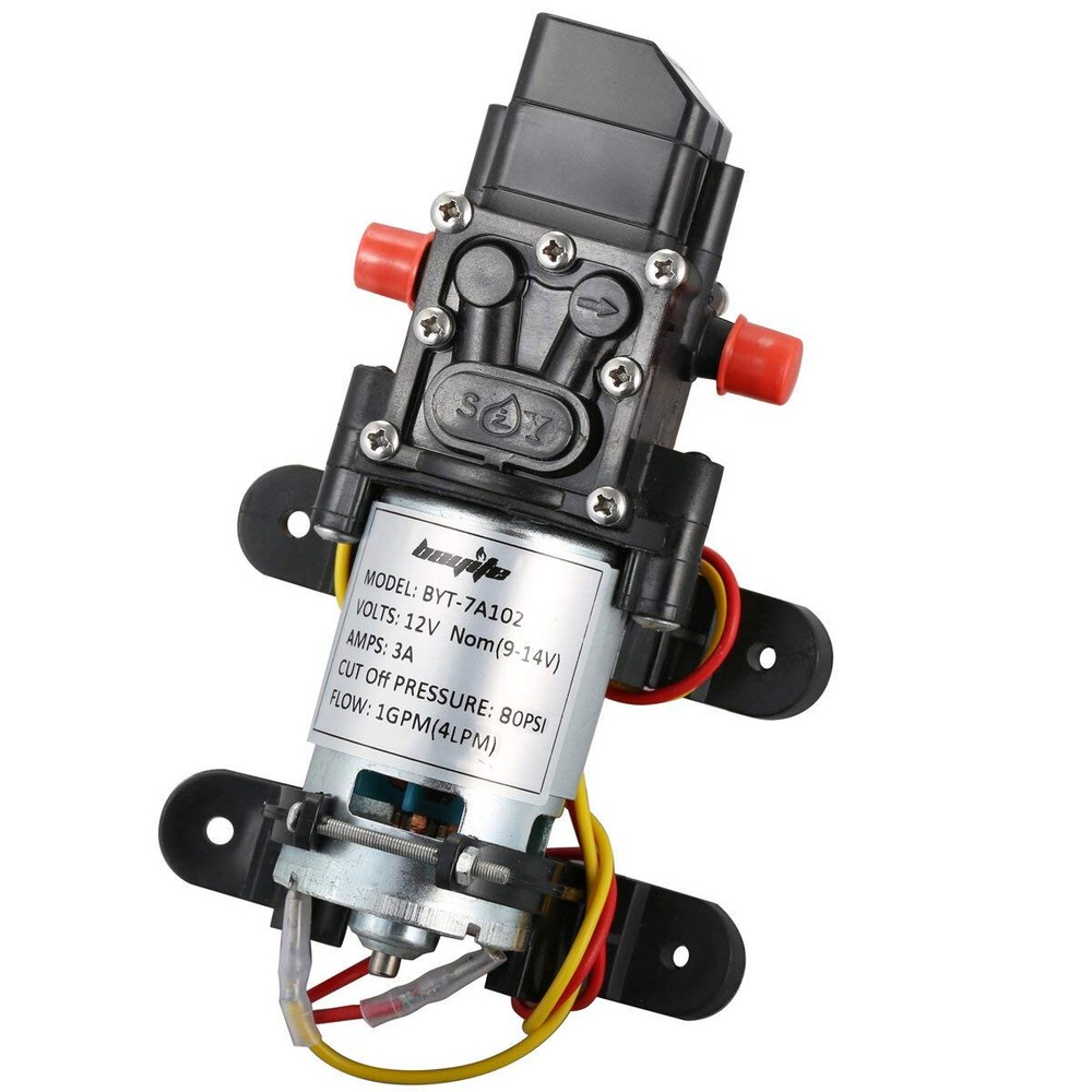 Bayite 12V DC Fresh Water Pressure Diaphragm Pump Self Priming *NO HOSE CLAMPS*