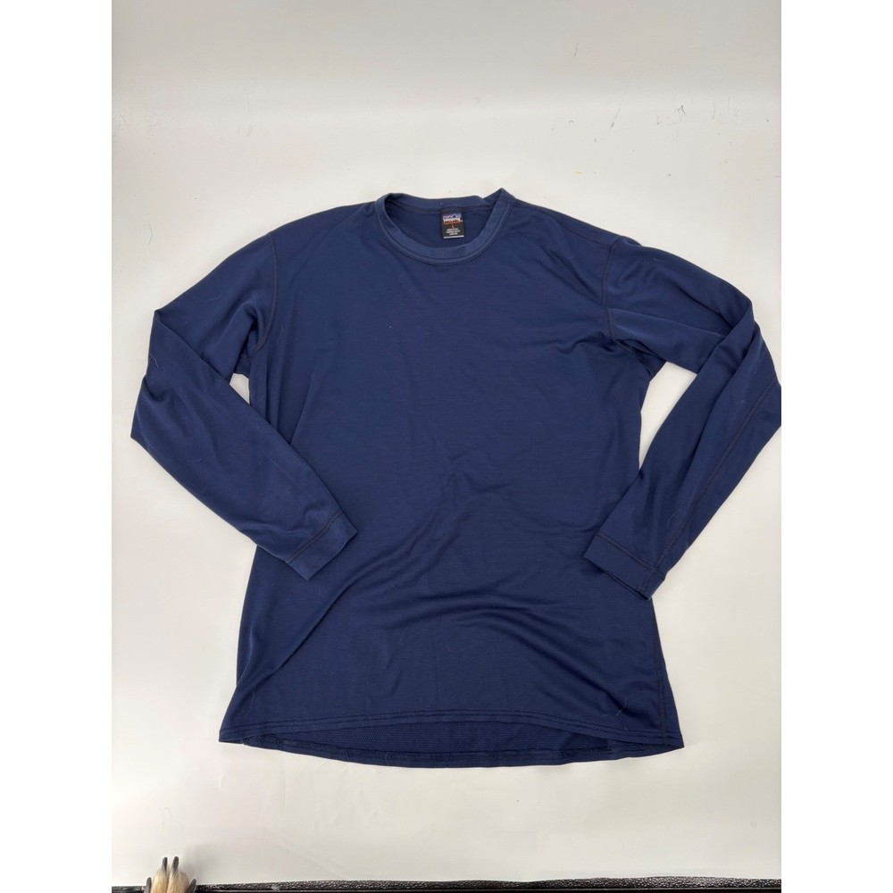 Patagonia Capilene Mens Large Navy Blue Long Sleeve Base Layer Shirt Made in USA