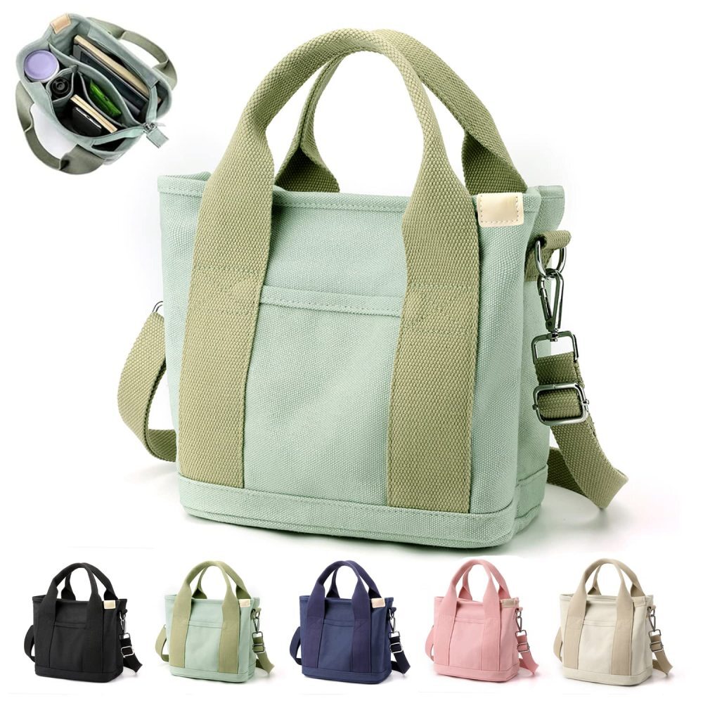 Stylish Women's Canvas Tote Bag with Zip Large Crossbody Shoulder Bag