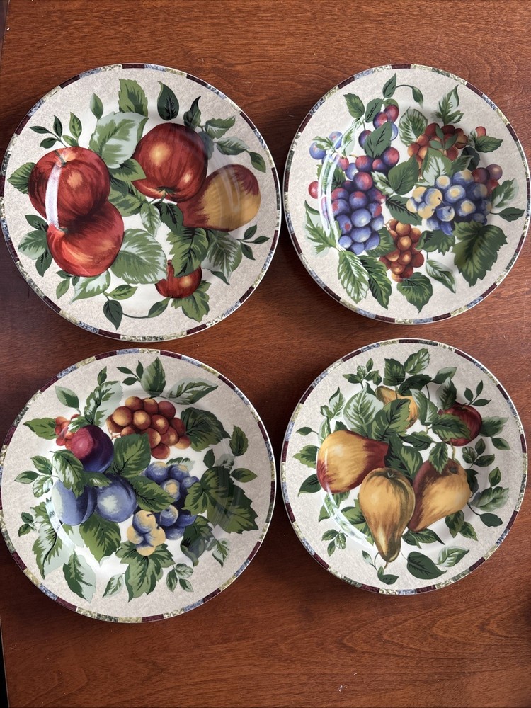 Sakura Oneida Sonoma Excell Stoneware Fruit Dessert Plates Set of 4