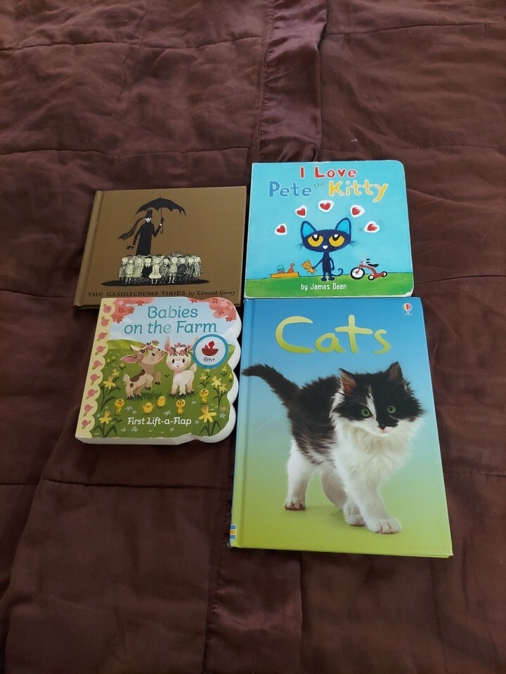 Lot Of 4 CHILDREN'S BOOKS: Pete the Cat, Cats, Babies On The Farm, ETC.