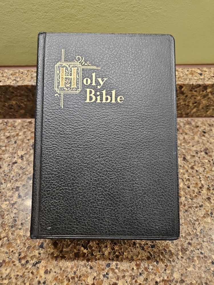 1962 St Joseph Catholic Holy Bible Illustrated Black Leather Gilt Edge Edition