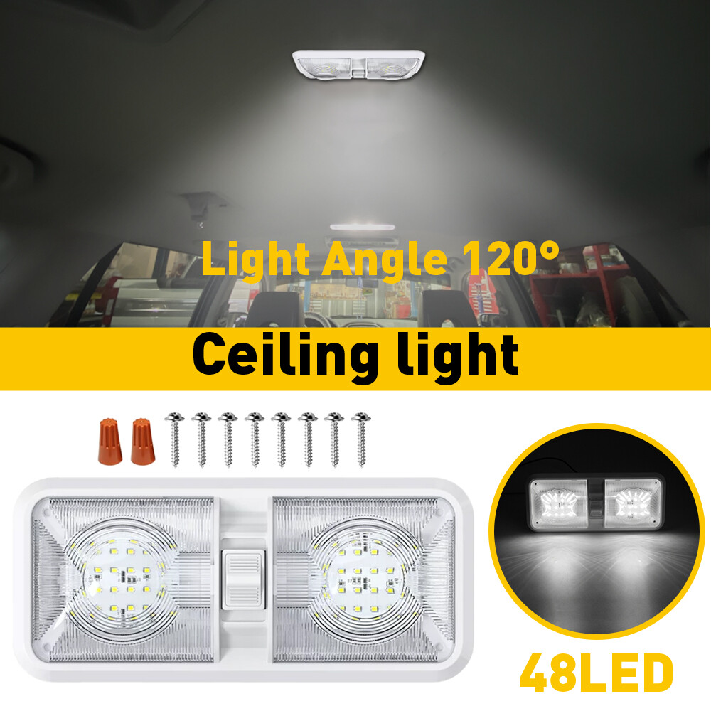 48 LED RV Camper Ceiling WHITE Rounded Light Door Catch Compartment latch Holder