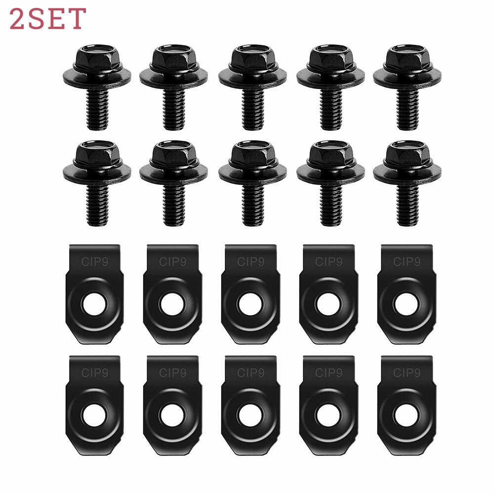 2set For Toyota Lexus Chevrolet Honda Body Bolts & U-nut Clips M6 Splash Shield