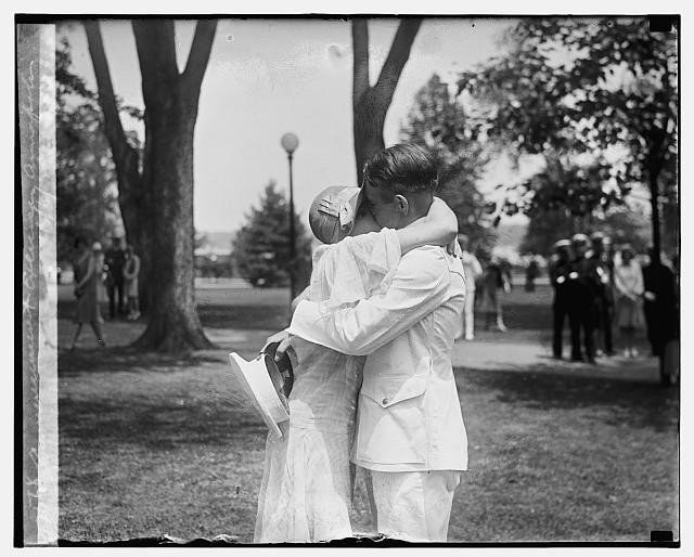 Annapolis Maryland 1929 Commencement Exercises Naval Academy Couple Hugging