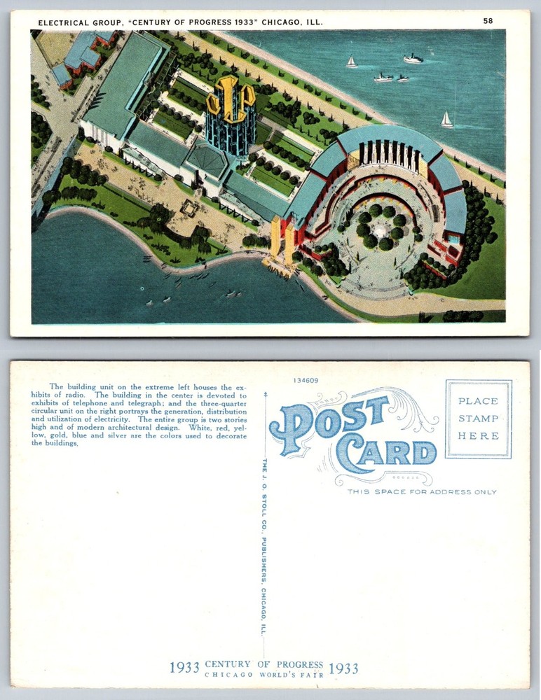 1933 Chicago World's Fair Century of Progress Electrical Group Postcard