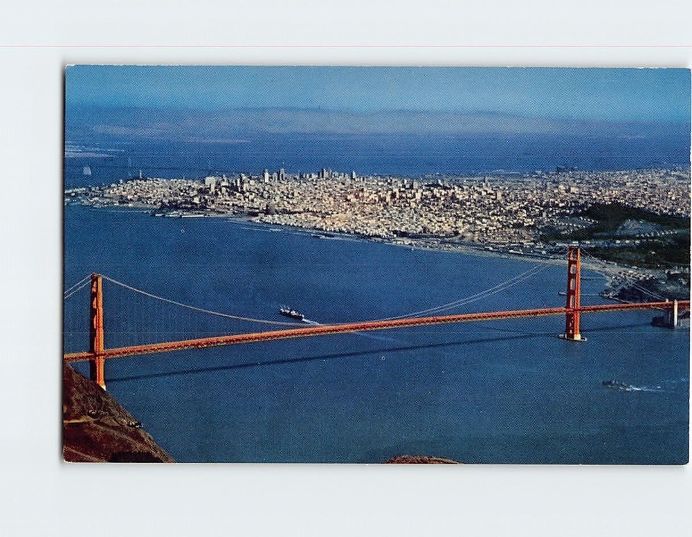 Postcard Aerial View Golden Gate Bridge San Francisco California USA