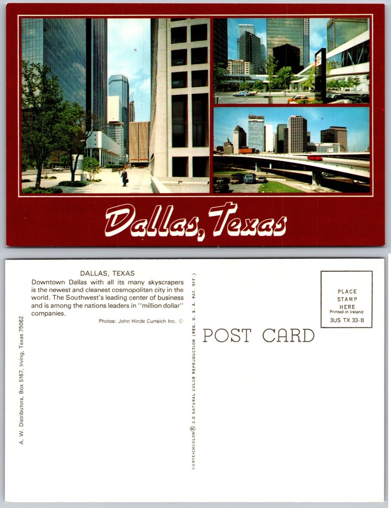 Downtown Skyscrapers Skyline Dallas Texas Postcard