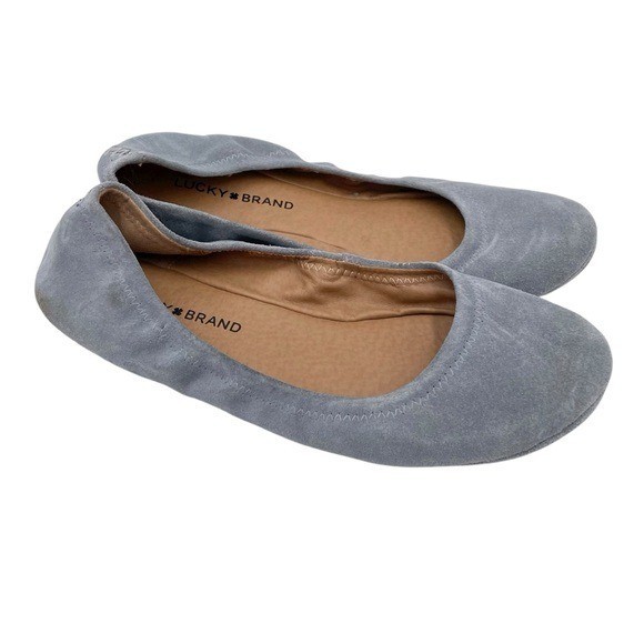 Lucky Brand Emmie Ballet Flat Shoes Women's Size 9 Baby Blue Suede Slip On
