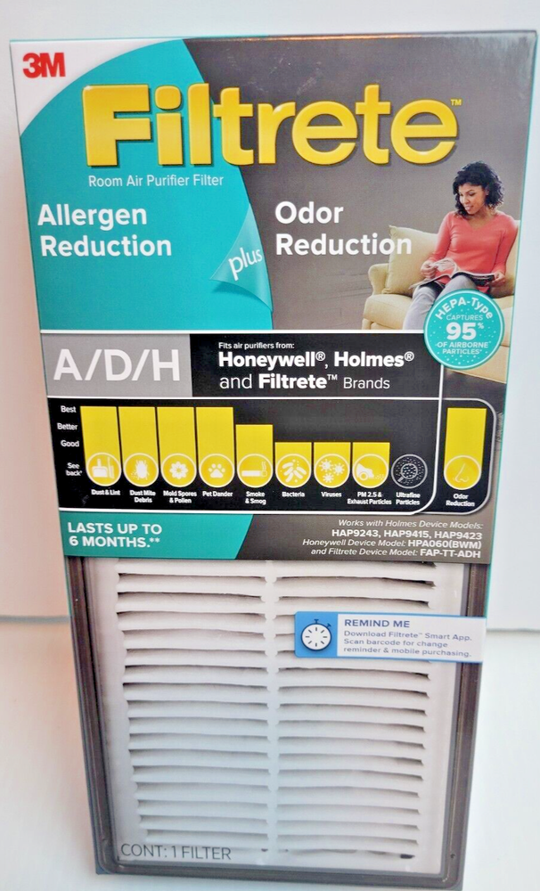 3M Filtrete Allergen Reduction A/D/H Room Air Purifier Hepa Type Filter