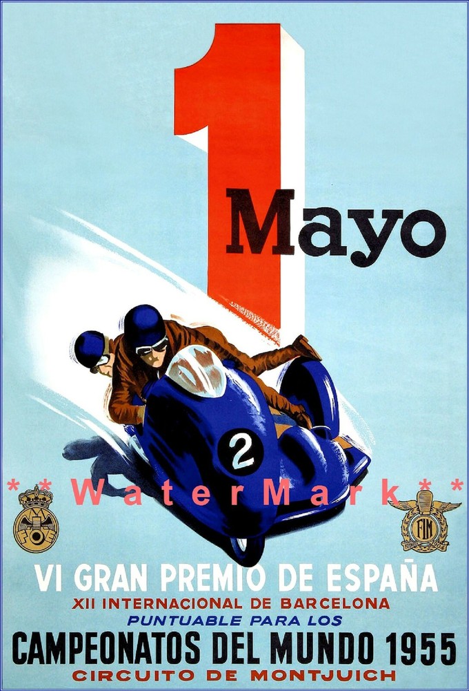 Bobsledding 1955 Spain Gran Premio De Espana Vintage Poster Print Retro Art