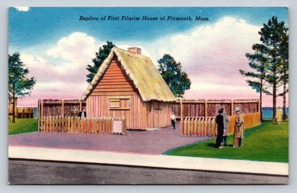 Replica Of First Pilgrim House At Plymouth, Massachusetts VINTAGE Postcard