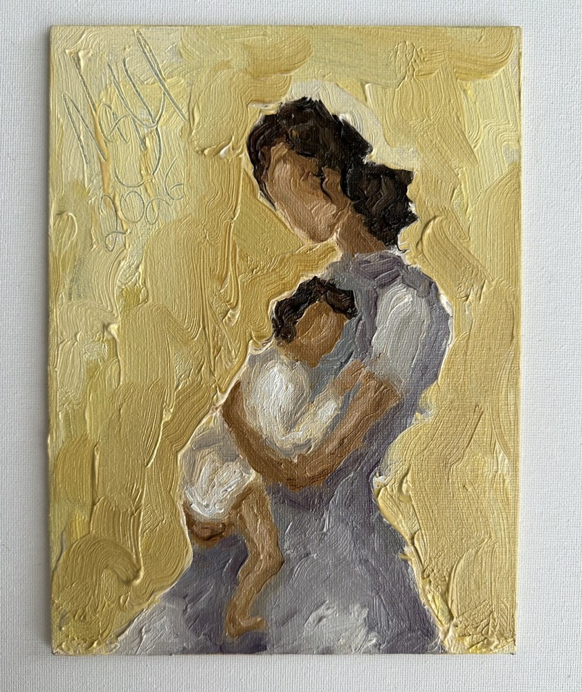 Mother and Baby Original Impressionist Oil Painting  Portrait Art