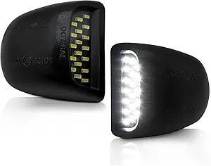 Full LED License Plate Light Tag Lamp Assembly Compatible with Si Color: Black