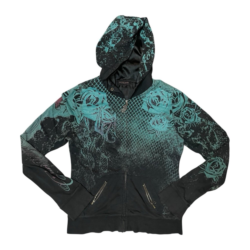 Christian Audigier by Ed Hardy Womens Vintage Hoodie Blue