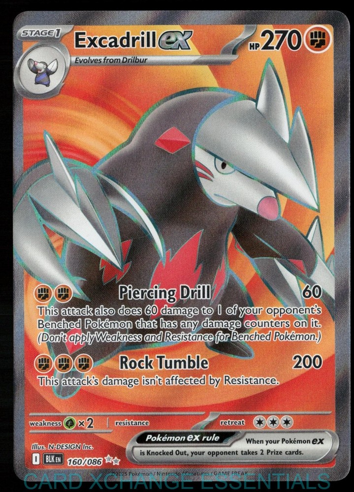 Excadrill ex 160/086 Holo Ultra Rare Black Bolt Pokemon Near Mint
