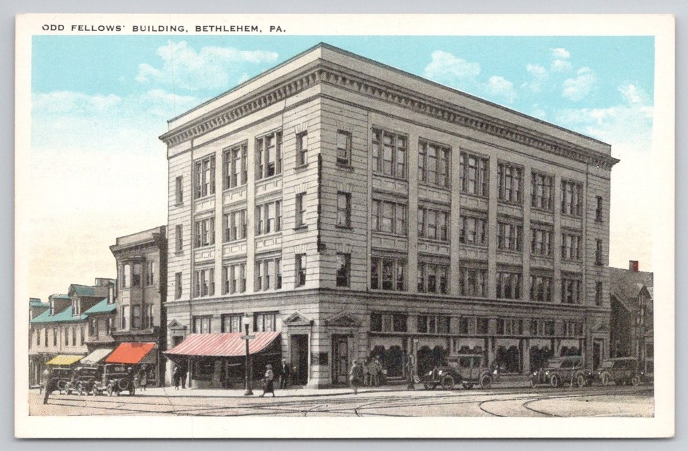 Odd Fellows' Building Bethlehem PA Vintage Postcard Tichnor Quality View