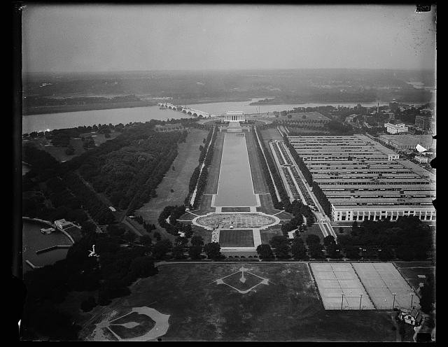 Washington DC 1930s Aerial View Lincoln Memorial Reflecting Pool Mall
