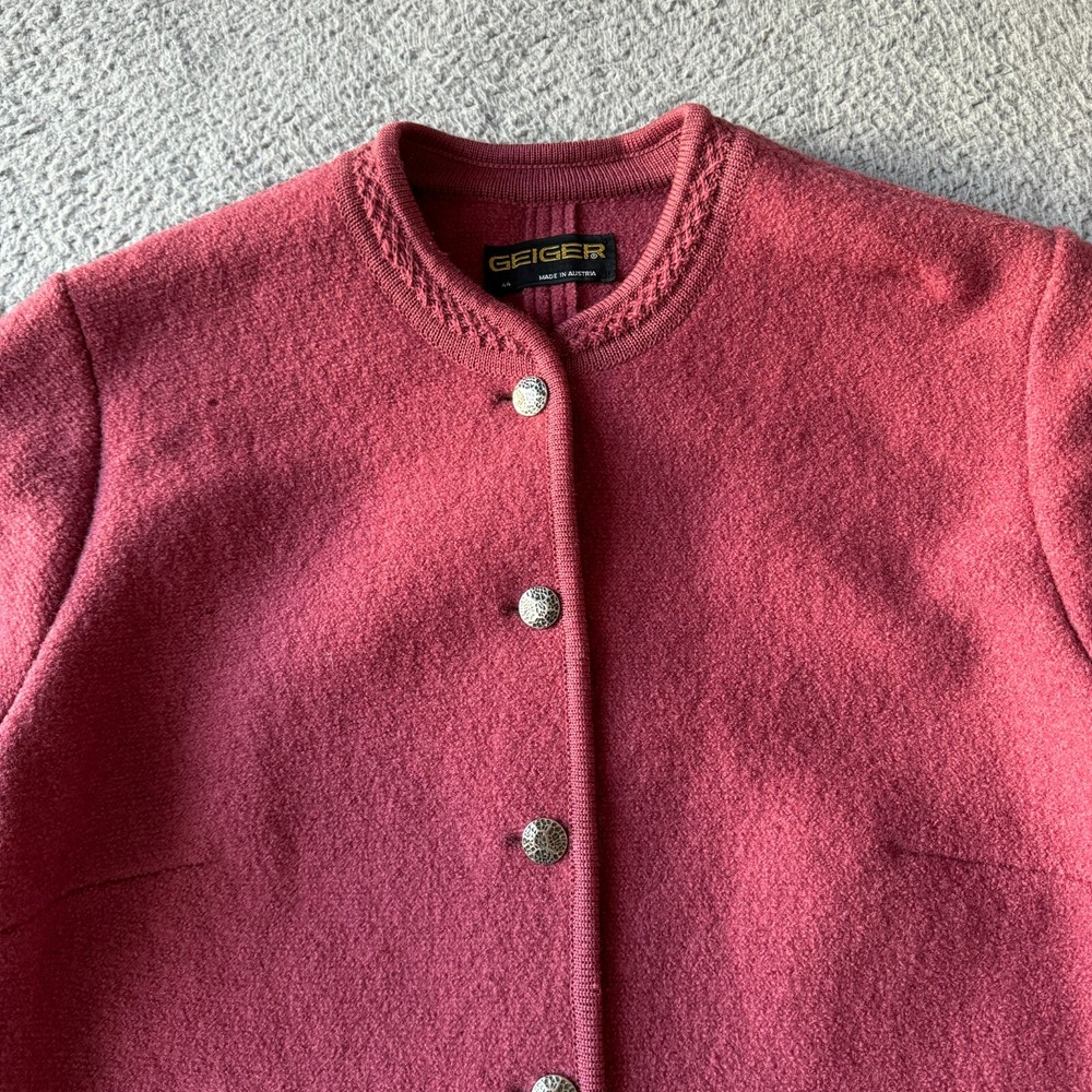 NEW Geiger Jacket Womens 44 Red Pure Wool Preppy Formal Office Holiday Winter