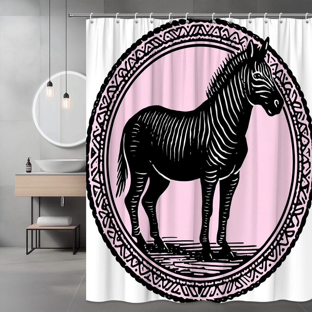 Zebra Print Shower Curtain Pink Black Animal Graphic