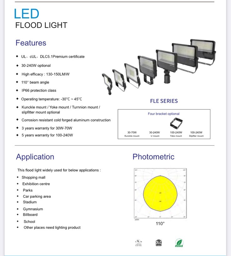 BOD Lighting 2- Pack 100W LED Flood Light Outdoor Yard Spotlight Fixtures IP66