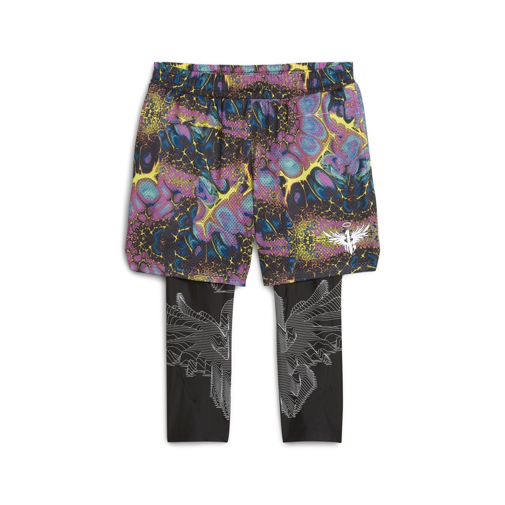 PUMA Melo Alien Skins Graphic 2In1 Shorts Mens Black Casual Athletic Bottoms 630