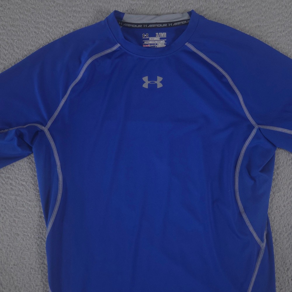Under Armour Shirt Mens XL Blue HeatGear Compression Short Sleeve Athletic Gym
