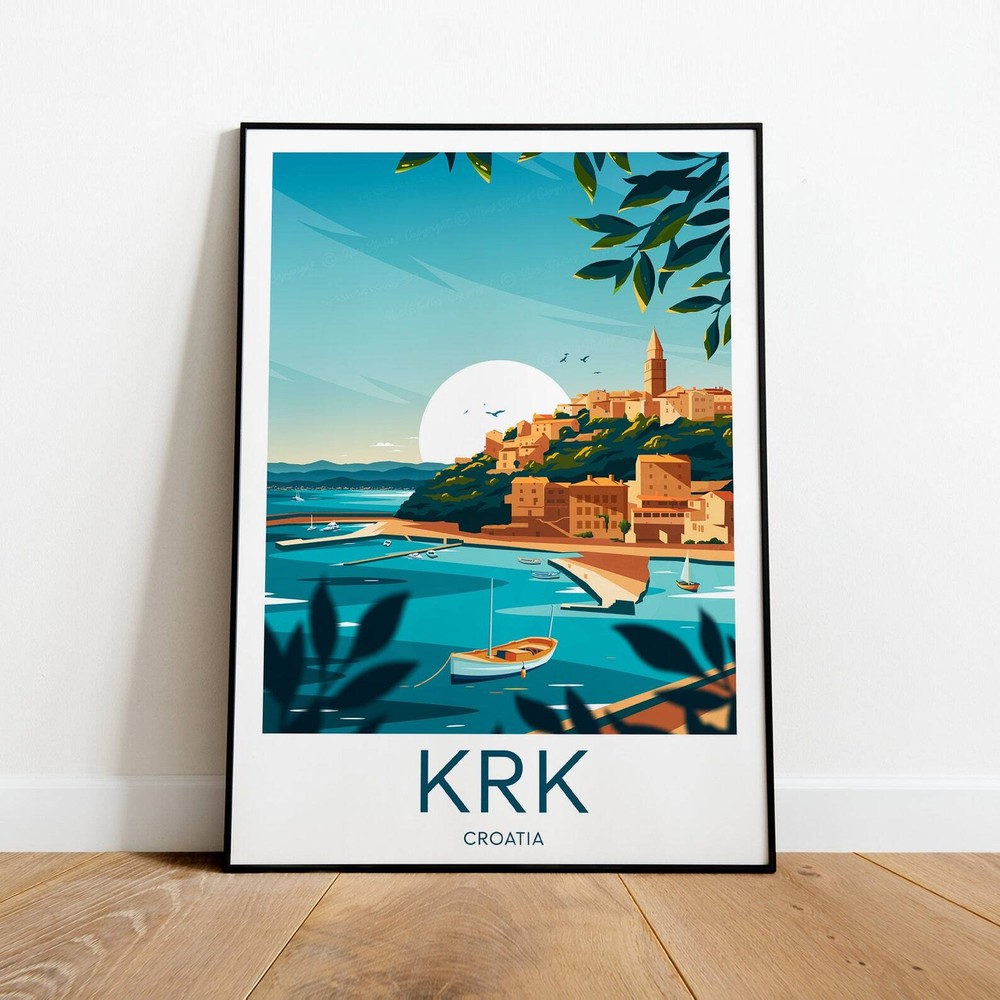 Krk Croatia Travel Poster - Perfect Wedding or Birthday Gift