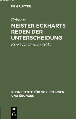 Eckhart Meister Eckharts Reden der Unterscheidung (Hardback)
