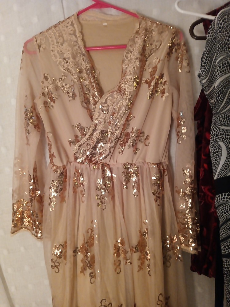 Beautiful Rose Gold Sequin Vintage Dress Size Medium