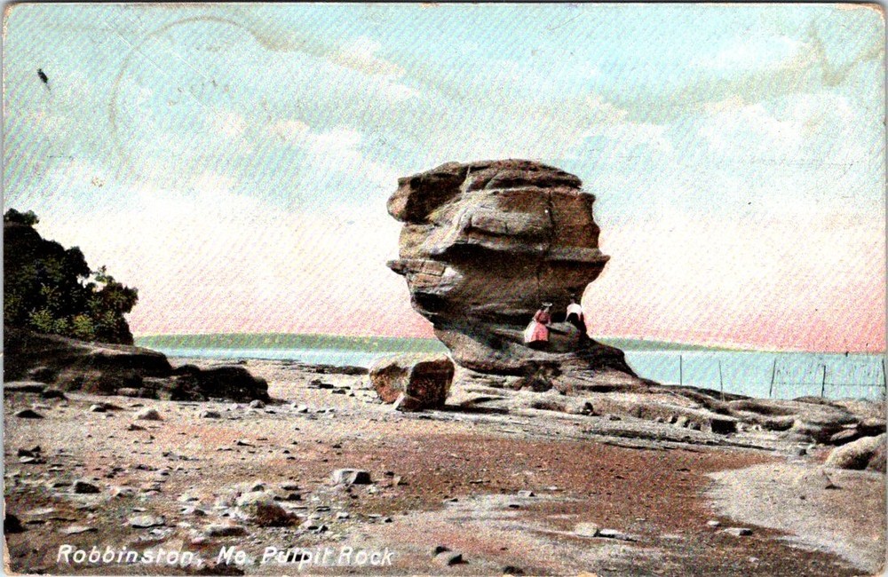 1907, Pulpit Rock, ROBBINSTON, Maine Postcard - Hugh C. Leighton