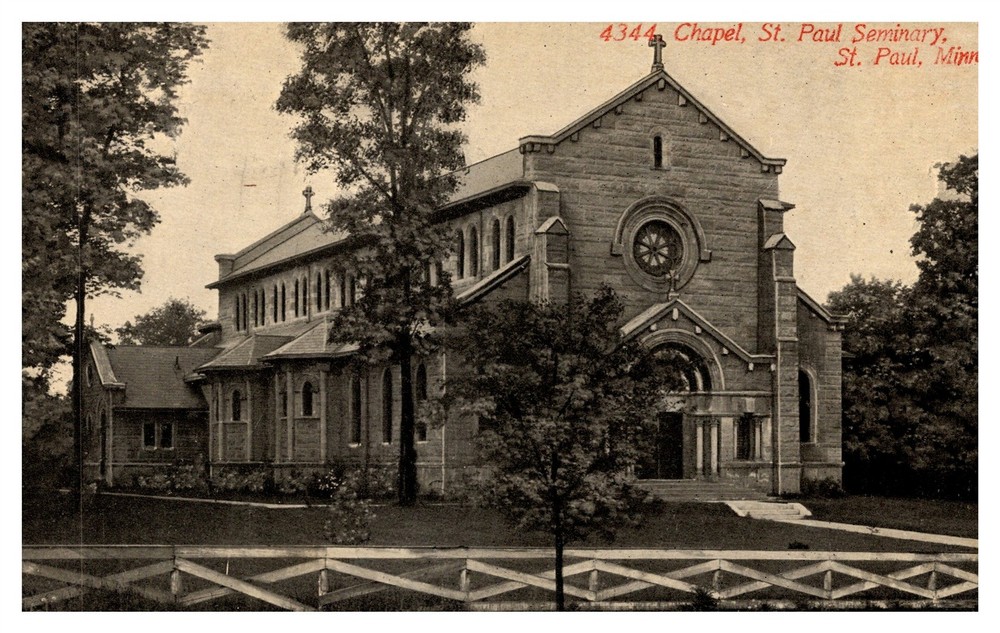 St Paul Seminary Chapel White Fence MN C1910s Postcard AH3