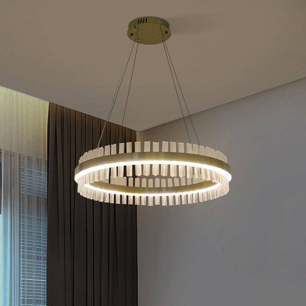 Elegant Modern LED Crystal Chandelier with Adjustable Height for Any Room