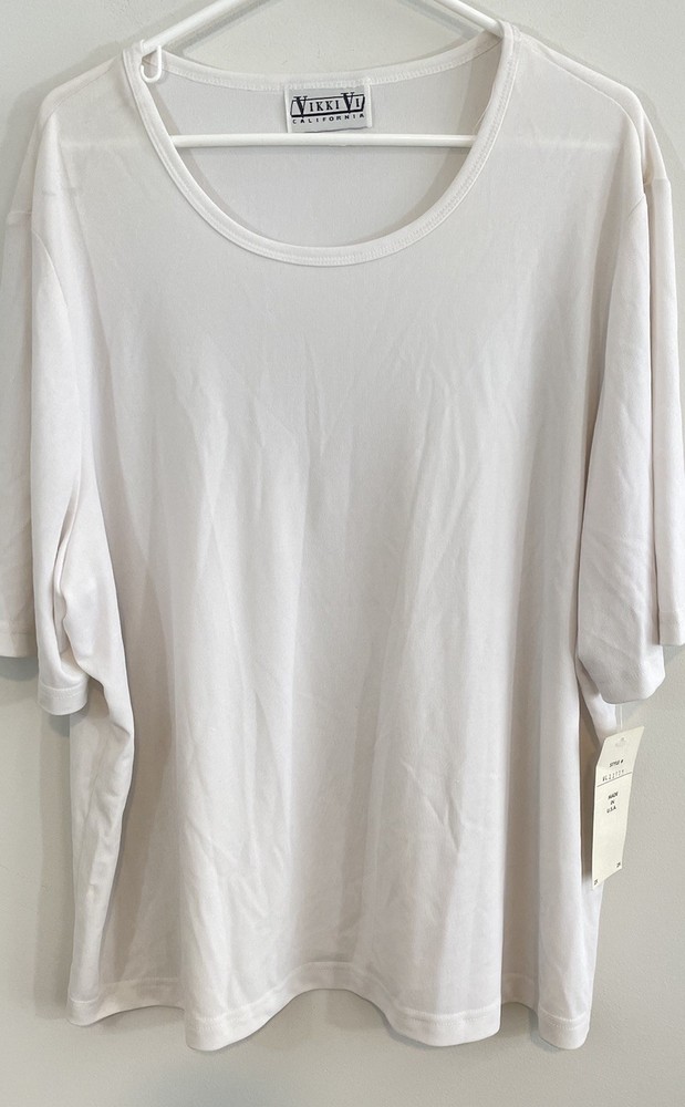 New Vikki Vi top blouse womens Sz 2X Basic slinky Capsule Travel Career white