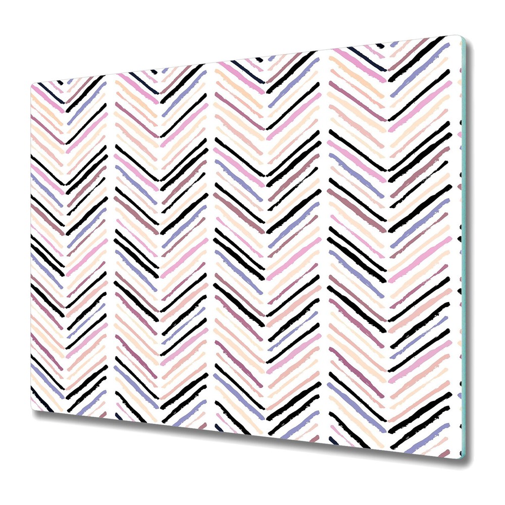 Glass Chopping Cutting Board Hand-drawn Herringbone Simple Scandinavian 60x52